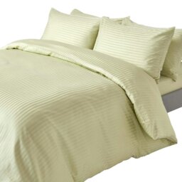 Rackhams Silky 330 TC Egyptian Cotton Satin Stripe Duvet Cover Set - White - Double - thumbnail 2