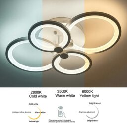 Rackhams 4/6/8 Rings LED Semi-Flush Ceiling Light Dimmable/Non-Dimmable - 4 Rings - Cool White - Non-Dimmable - thumbnail 5