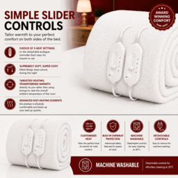 Rackhams Double Size Electric Blanket Heated with 3 Heat Settings - Quick Fit Underblanket - Fleece Material Machine Washable - thumbnail 5