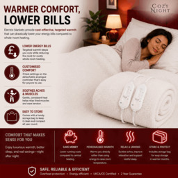 Rackhams Double Size Electric Blanket Heated with 3 Heat Settings - Quick Fit Underblanket - Fleece Material Machine Washable - thumbnail 6