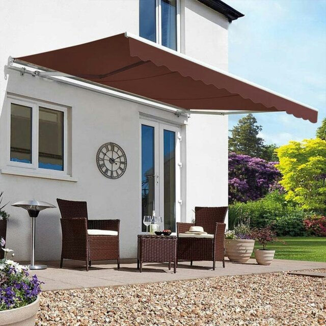 Rackhams 6ft/ 8ft/ 9ft/ 11ft/ 13ft Outdoor Retractable Patio Manual Shelter Awning Canopy for Window and Door - red - 6ft