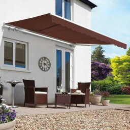 Rackhams 6ft/ 8ft/ 9ft/ 11ft/ 13ft Outdoor Retractable Patio Manual Shelter Awning Canopy for Window and Door - red - 6ft - thumbnail 1