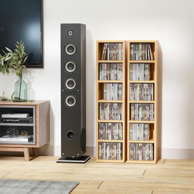 Rackhams Set of 2 CD Storage Units with Adjustable Shelves - 88.5H x 21W x 22.5Dcm - Natural - 2 - image 1