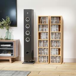 Rackhams Set of 2 CD Storage Units with Adjustable Shelves - 88.5H x 21W x 22.5Dcm - Natural - 2 - thumbnail 1