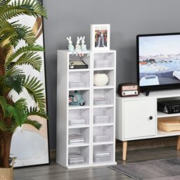 Rackhams Set of 2 CD Storage Units with Adjustable Shelves - 88.5H x 21W x 22.5Dcm - Natural - 2 - thumbnail 2