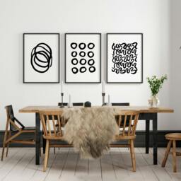 Rackhams Modern Art For Living Room Wall - Set of 3 wall art prints - 16 x 22 inches / 40.65 cm x 56 cm - Polyester Canvas 260 gsm - Canvas wrapped - thumbnail 6