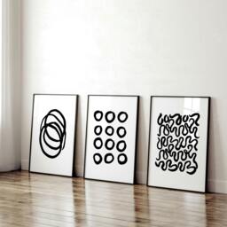 Rackhams Modern Art For Living Room Wall - Set of 3 wall art prints - 16 x 22 inches / 40.65 cm x 56 cm - Polyester Canvas 260 gsm - Canvas wrapped - thumbnail 2