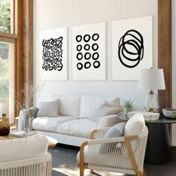 Rackhams Modern Art For Living Room Wall - Set of 3 wall art prints - 16 x 22 inches / 40.65 cm x 56 cm - Polyester Canvas 260 gsm - Canvas wrapped - thumbnail 4