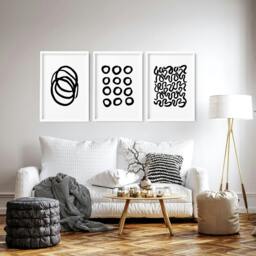 Rackhams Modern Art For Living Room Wall - Set of 3 wall art prints - 16 x 22 inches / 40.65 cm x 56 cm - Polyester Canvas 260 gsm - Canvas wrapped - thumbnail 3