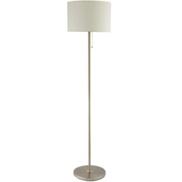 Rackhams Classic Brushed Satin Nickel Floor Lamp with Metal Pull Switch and Cotton Shade - thumbnail 2