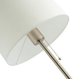 Rackhams Classic Brushed Satin Nickel Floor Lamp with Metal Pull Switch and Cotton Shade - thumbnail 4