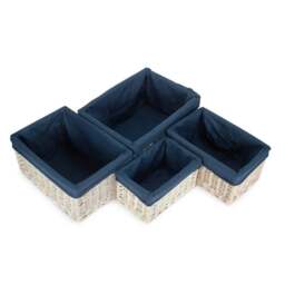 Rackhams White Wash Navy Lined Open Storage Basket - Small - thumbnail 3