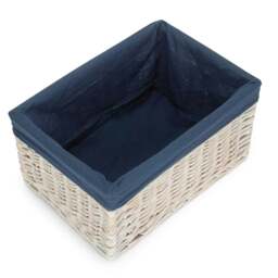 Rackhams White Wash Navy Lined Open Storage Basket - Small - thumbnail 5