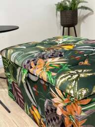 Rackhams Premium Green Floral Large Square Ottoman - Storage Footstool Pouffe UK - 19 x 17 Inches (48 x 43cm) - thumbnail 6
