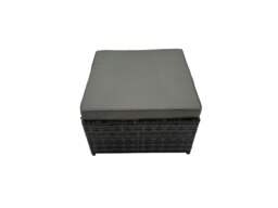 Rackhams Rattan Garden Outdoor Furniture Set 3 Seater Sofa Square Coffee Table Set with Side Table 3 Stools Dark Grey Mixed - thumbnail 5