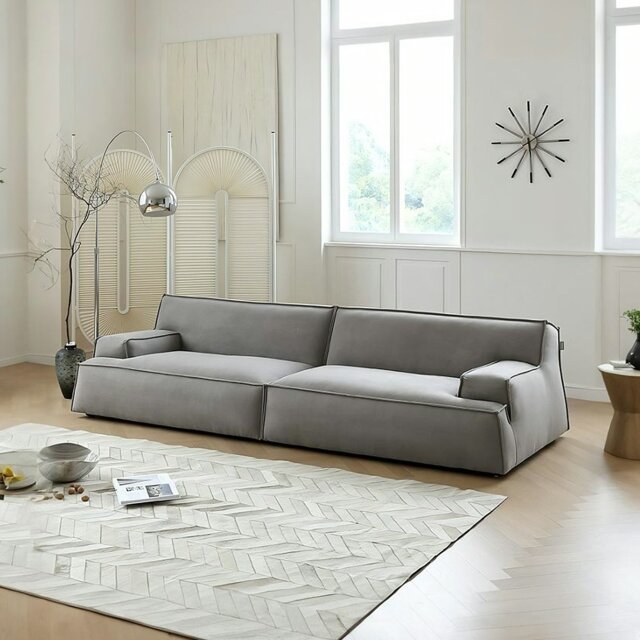 Rackhams Fanny Two Seater, Three Seater, Four Seater Sofa, Suede, Grey - Grey - Two Seater 260CM - image 1
