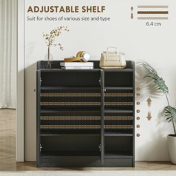Rackhams Shoe Storage Cabinet Footwear Rack Stand w/Adjustable Shelves Black - Black - thumbnail 4