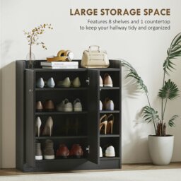 Rackhams Shoe Storage Cabinet Footwear Rack Stand w/Adjustable Shelves Black - Black - thumbnail 3