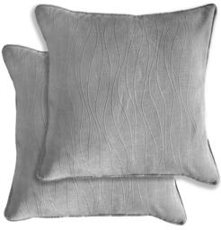 Rackhams Pair of Goodwood Textured Wave Pattern Double Sided Zip Opening Piped Edge Cushion Covers - 43x43cm - Cases Only - Cream - thumbnail 2