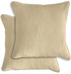 Rackhams Pair of Goodwood Textured Wave Pattern Double Sided Zip Opening Piped Edge Cushion Covers - 43x43cm - Cases Only - Cream - thumbnail 1