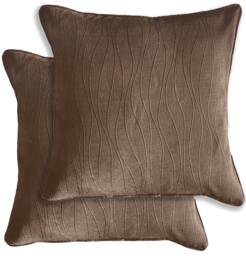 Rackhams Pair of Goodwood Textured Wave Pattern Double Sided Zip Opening Piped Edge Cushion Covers - 43x43cm - Cases Only - Cream - thumbnail 4