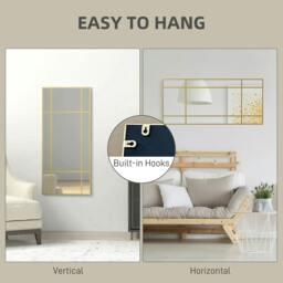 Rackhams Decorative Grid Wall Mirror, with Back Hooks - Gold Tone - thumbnail 5
