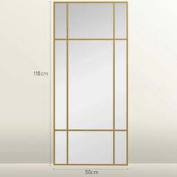 Rackhams Decorative Grid Wall Mirror, with Back Hooks - Gold Tone - thumbnail 3