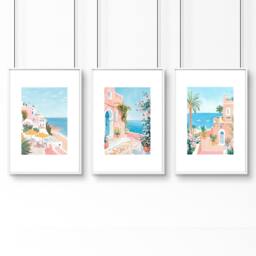 Rackhams Large Wall Pictures Living Room - Set of 3 Beach Decor Wall art Prints - A3 11.69 x 16.54 in / 29.7 x 42 cm - Satin Photo paper 280 gsm - White Frame - thumbnail 1