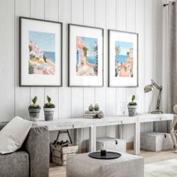 Rackhams Large Wall Pictures Living Room - Set of 3 Beach Decor Wall art Prints - A3 11.69 x 16.54 in / 29.7 x 42 cm - Satin Photo paper 280 gsm - White Frame - thumbnail 5
