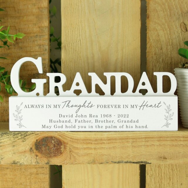 Rackhams Personalised In Loving Memory Wooden Grandad Ornament - image 1
