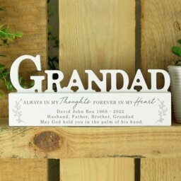 Rackhams Personalised In Loving Memory Wooden Grandad Ornament - thumbnail 1