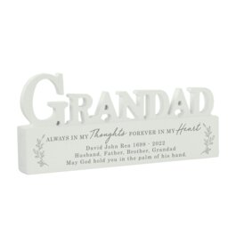 Rackhams Personalised In Loving Memory Wooden Grandad Ornament - thumbnail 4