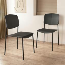 Rackhams Pair of Academy Modern Dining Chairs, Stackable Design - Black - thumbnail 1
