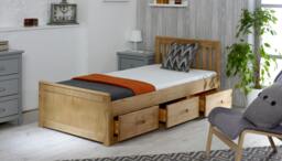 Rackhams Mission 3ft Single Pine Storage Bed with 3 Drawers Waxed White Grey - Grey - 3FT - thumbnail 3