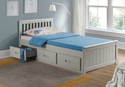 Rackhams Mission 3ft Single Pine Storage Bed with 3 Drawers Waxed White Grey - Grey - 3FT - thumbnail 1