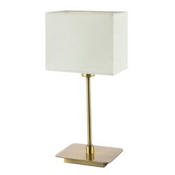 Rackhams Contemporary Antique Brass Bedside Table Lamp with White Cotton Fabric Shade - thumbnail 2