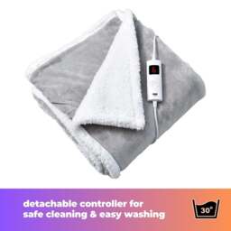 Rackhams Heated Throw Electric Blanket 6 Heat and 3 Timer Auto Shut Off - Digital Control - Machine Washable - Light Blue - thumbnail 6