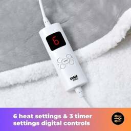 Rackhams Heated Throw Electric Blanket 6 Heat and 3 Timer Auto Shut Off - Digital Control - Machine Washable - Light Blue - thumbnail 5