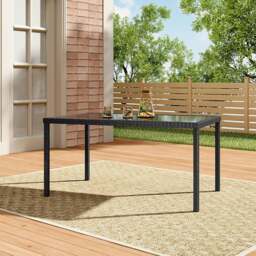 Rackhams 150cm Width Garden Dining Table Patio Outdoor Rectangle Table Black/Brown - Black