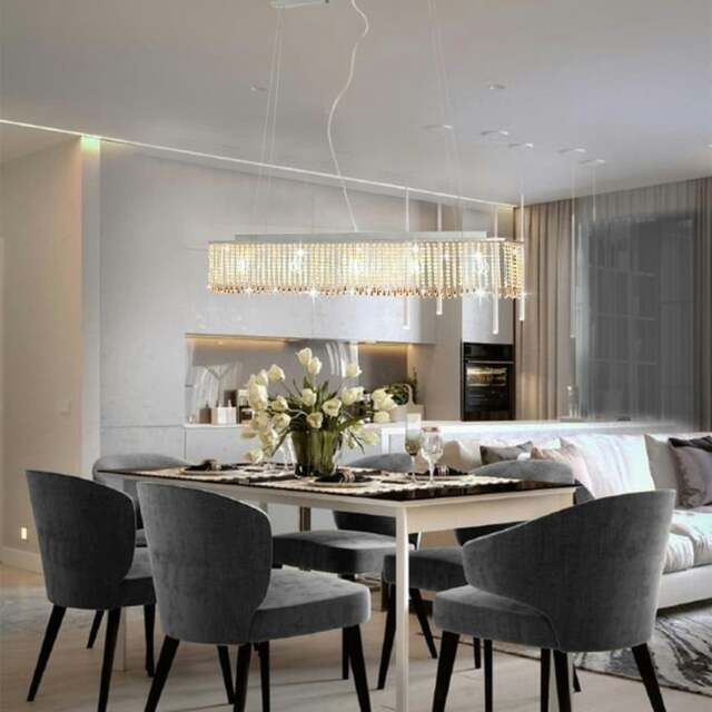 Rackhams Ceiling Lamp with Crystal Beads Silver 104 cm E14