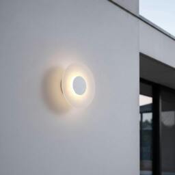 Rackhams 6 Watt Round White Modern Outdoor Wall Light - thumbnail 1