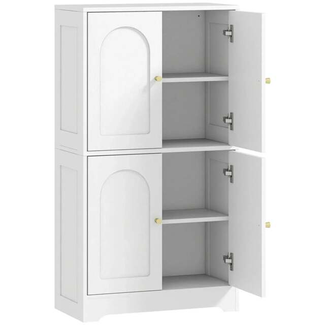 Rackhams 4-Door Kitchen Storage Cabinet with Adjustable Shelves - White