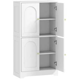 Rackhams 4-Door Kitchen Storage Cabinet with Adjustable Shelves - White - White