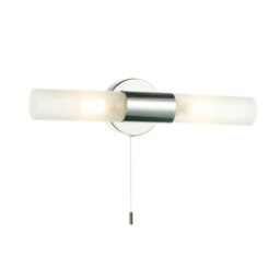 Rackhams Modern Chrome IP44 Rated Bathroom Wall Light Fitting with Tubular Glass Shades - thumbnail 1
