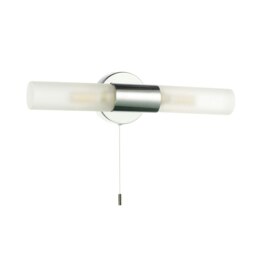 Rackhams Modern Chrome IP44 Rated Bathroom Wall Light Fitting with Tubular Glass Shades - thumbnail 3