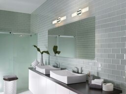 Rackhams Modern Chrome IP44 Rated Bathroom Wall Light Fitting with Tubular Glass Shades - thumbnail 6