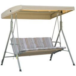 Rackhams 3 Person Porch Swing Chair Outdoor Lounge Bench Canopy Light Brown - thumbnail 2