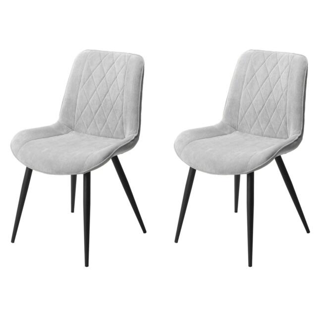 Rackhams Pair of Aspen Diamond Stitch Upholstered Fabric Chairs - Light Grey - image 1
