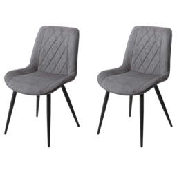 Rackhams Pair of Aspen Diamond Stitch Upholstered Fabric Chairs - Light Grey - thumbnail 6