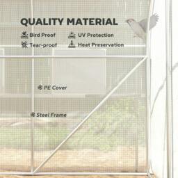 Rackhams Walk-in Polytunnel Greenhouse Green House with Roll-up Sidewalls, UV-resistant PE Cover, 3 x 2 x 2m, White - thumbnail 5
